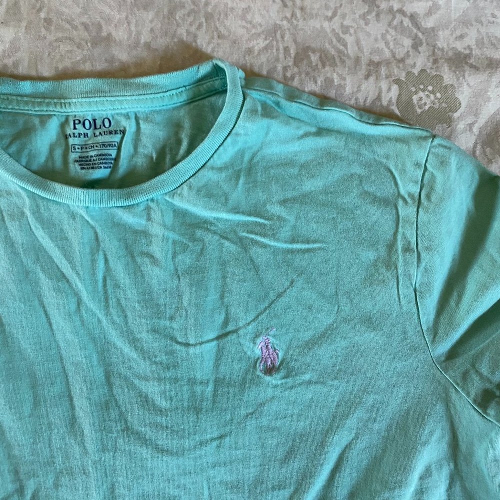 Teal Cropped Polo T Shirt